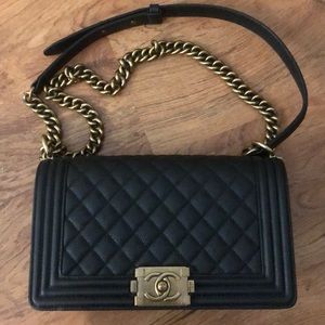 Black quilted leather bag